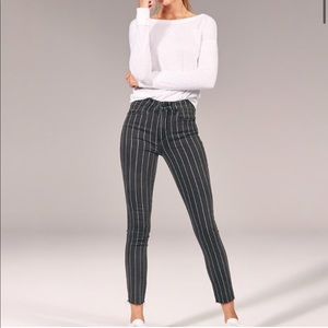 NEW Pinstripe High Rise Super Skinny Ankle Jeans